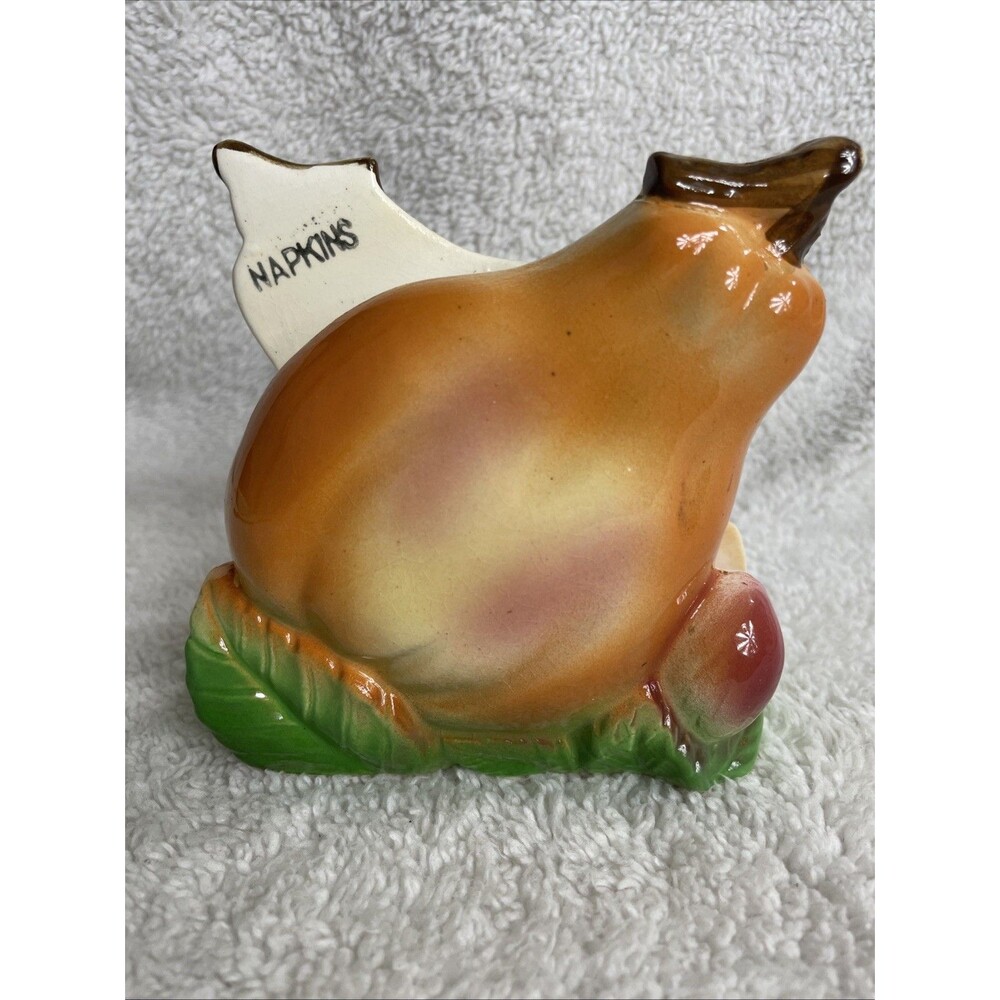 Vtg Ucago Japan Pear  Fruit Napkin Holder Ceramic Kitch 1960s MINT